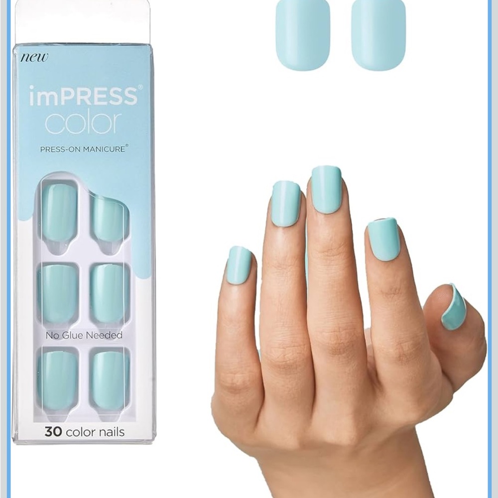 NWOB RARE KISS imPRESS Short Press On Nails in Mint to Be